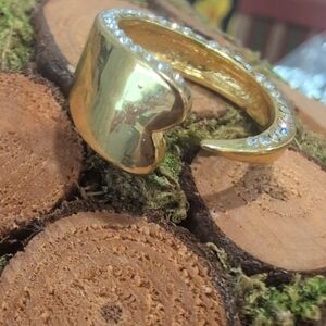Gold Tone Heart-Shaped Women's Ring Size 10